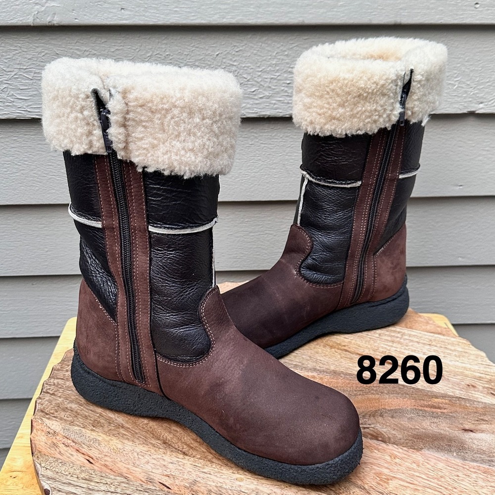 Pajar Canada Brown Leather Shearling Lined Winter Boots Mens 9 Made in Canada